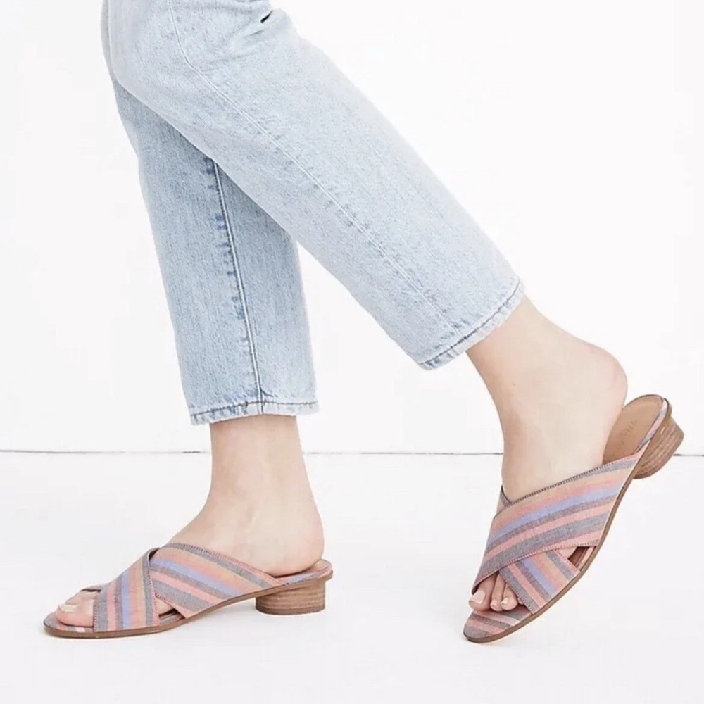 Madewell the Ruthie crisscross striped mules